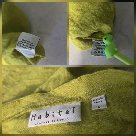 Habitat Lettuce Scoop Neck Lagenlook Asymmetrical Tiered Hem Blouse Sz. L - Picture 4 of 5